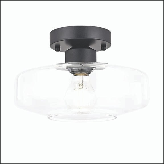 Industrial Ceiling Light Fixture, Clear Glass Shade, Semi Flush Mount Ceiling Light for Hallway